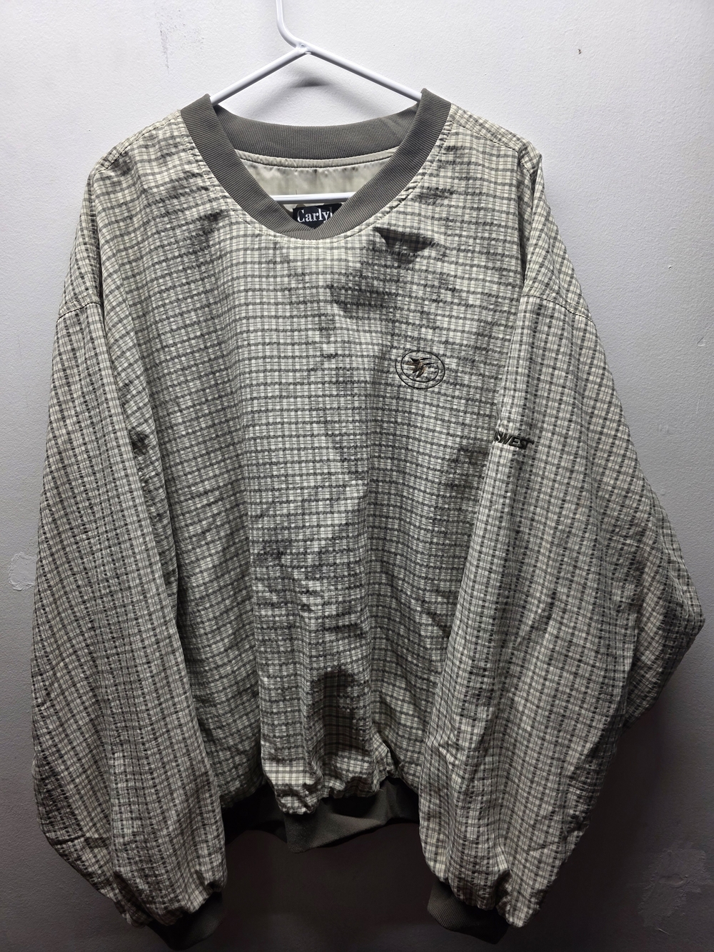 Carlyle Plaid Oversized Crewneck Wind Sweatshirt - Olive Trim